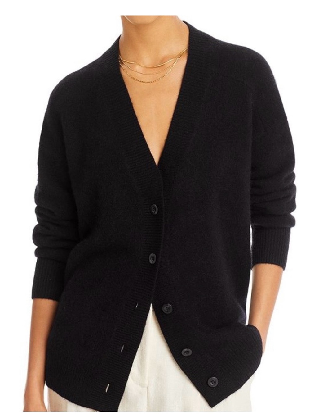 NWT C by Bloomingdale's Cashmere Cardigan Black XS